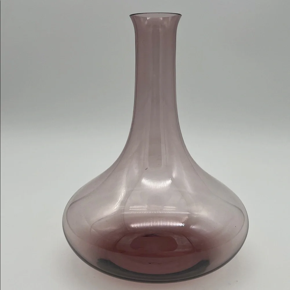 Vintage MCM Amethyst Hand Blown Art Glass Vase Carafe Decanter Ombré 8.5”